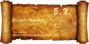 Biach Nándor névjegykártya